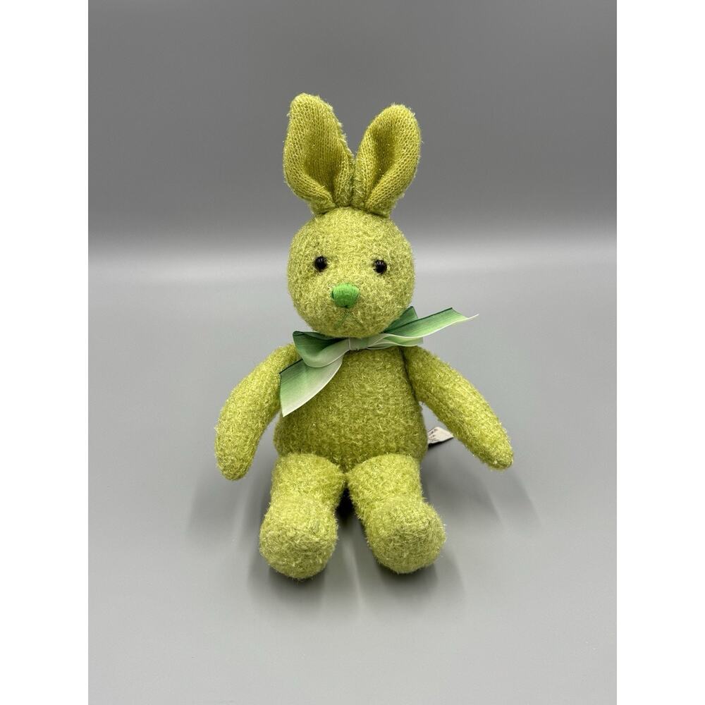 Small Green Bunny Rabbit Plush W/ Ribbon Bow Stuffed Animal Flowers Inc